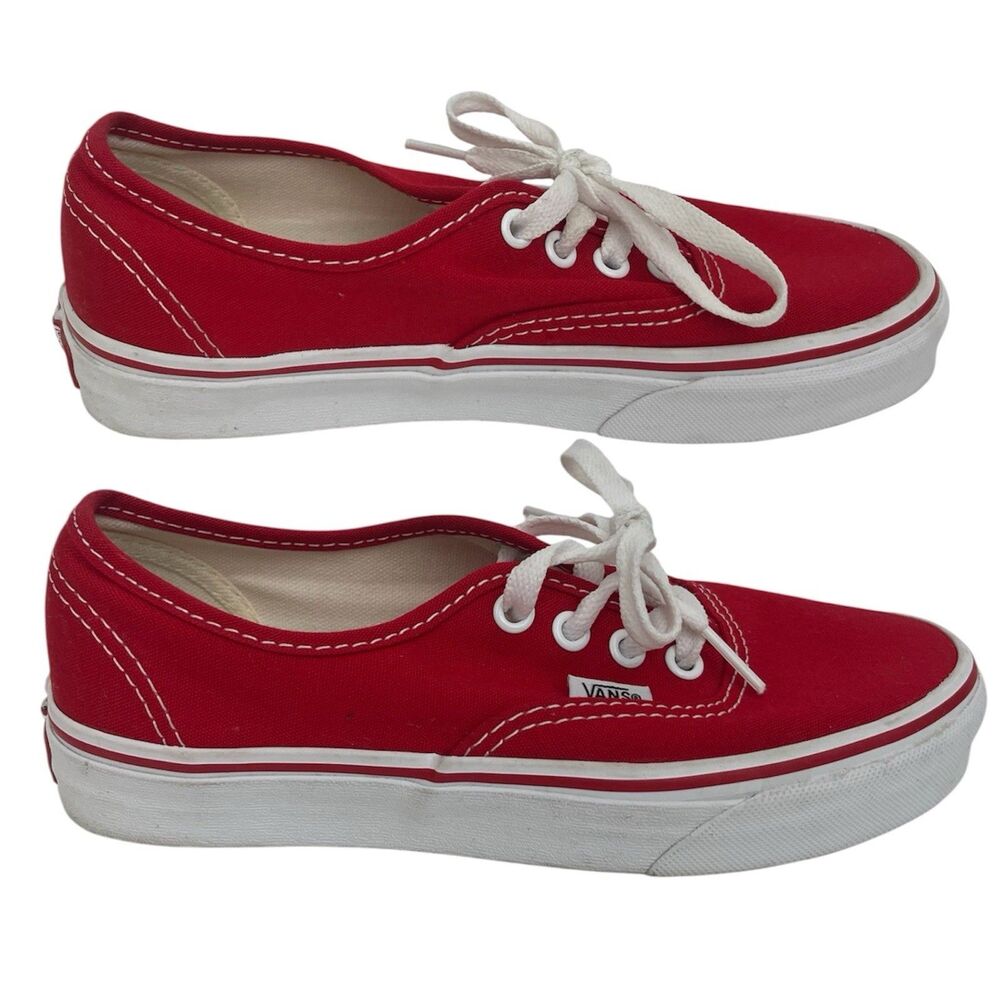 Vans Authentic Off The Wall Red Women’s 5.5 Men 4 Canvas Skater Low Top Shoes